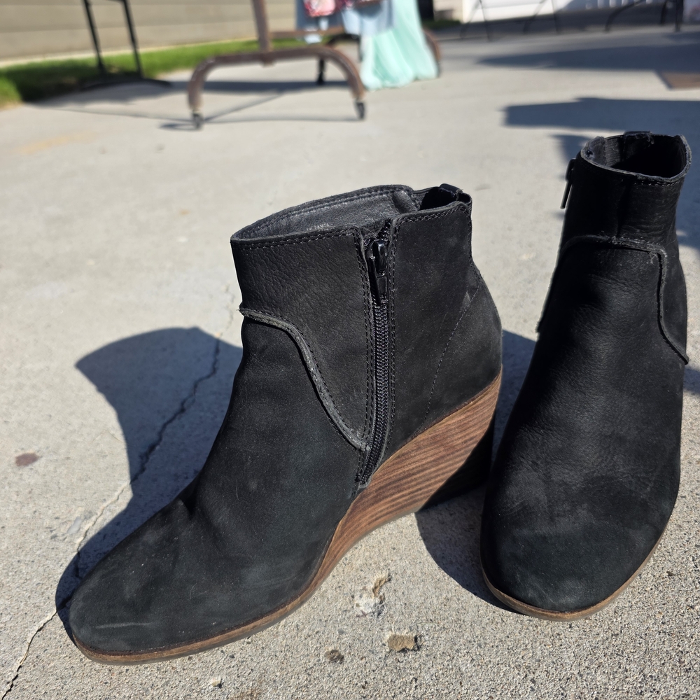 Lucky Brand Black Wedge Ankle Boots